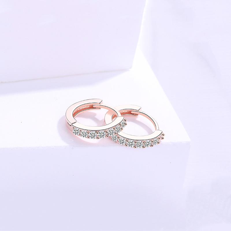 Korean Style S925 Sterling Silver Circle Earrings with Zircon Inlay – Women's Simple Studs