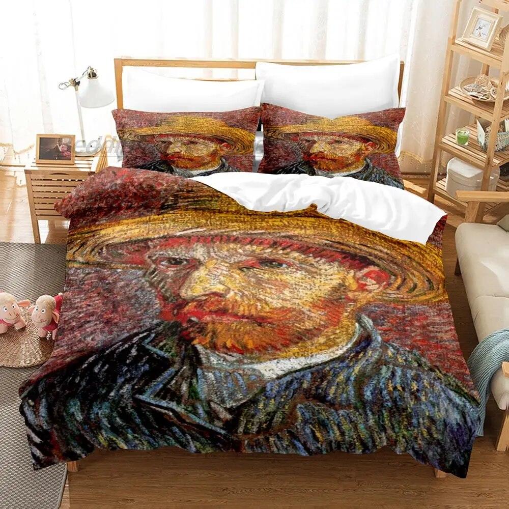 Комплект постельного белья Ван Гог, односпальный, полный, королевский, двуспальный, комплект постельного белья для взрослых, детский комплект пододеяльников для спальни, 3D, ретро, ​​классический, 2022