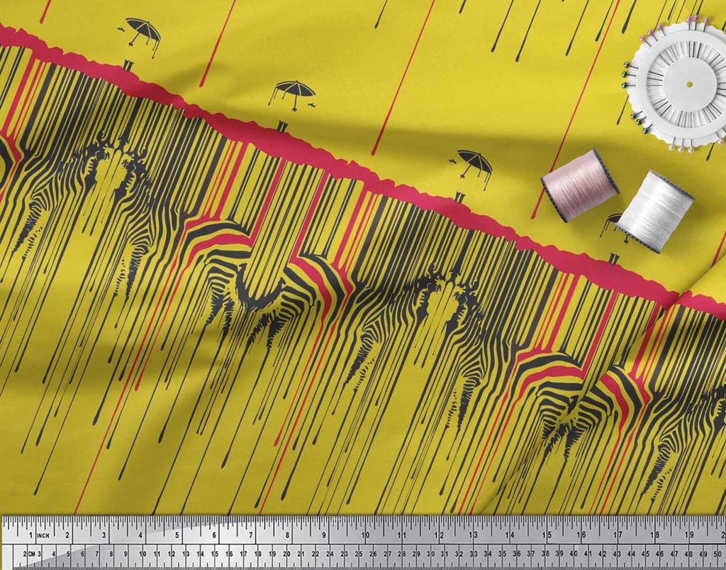 Soimoi Японский креп-сатин, ткань с принтом в виде зонтика и кожи зебры, 42 дюйма по метрам