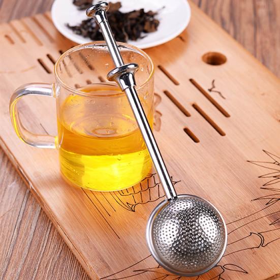 Stainless Steel Tea Strainer One Handed Operation Ball Shape Tea Filter Dual-Function Quick Sifting Flour Sifter for Baking Cakes And Spices