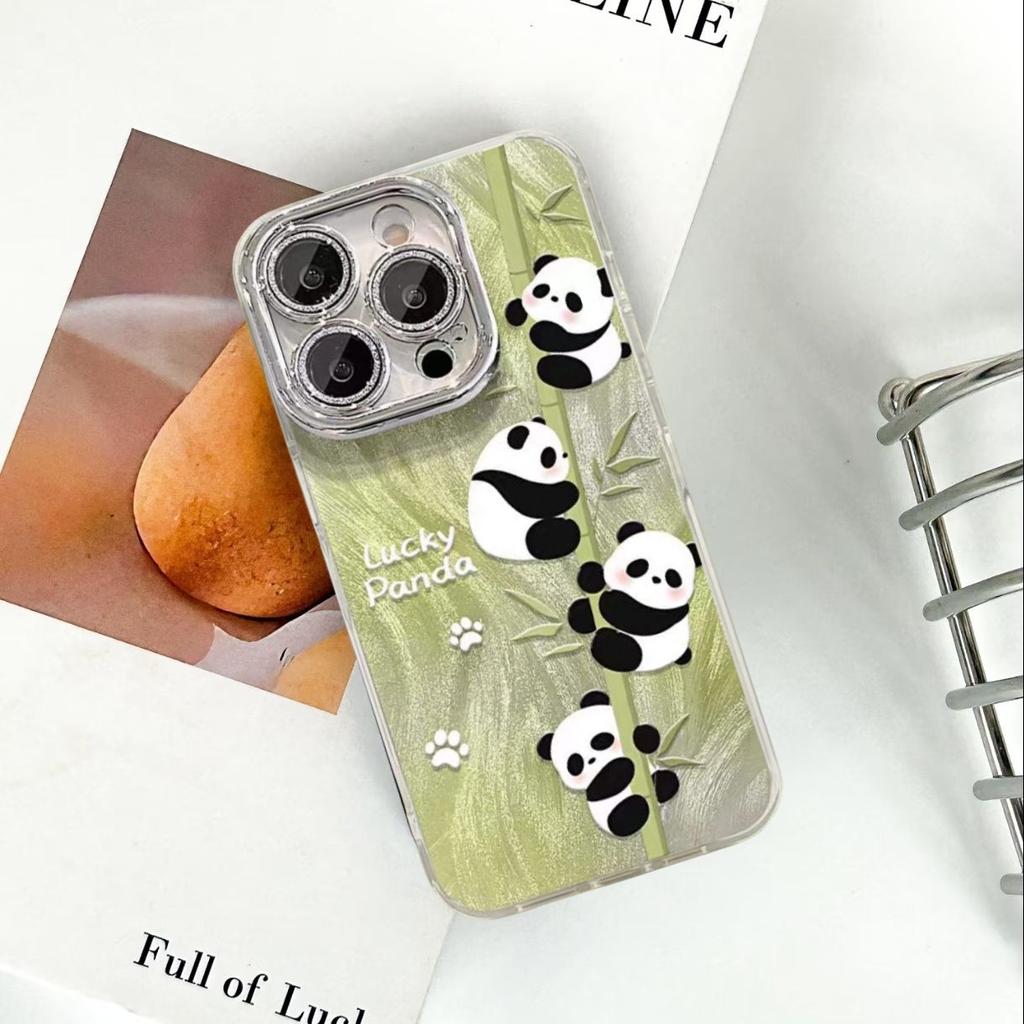 Бамбуковая Панда для Мобильного Телефона IPhone 16 15 Чехлы 14 Защита для IPhone 13 Комплекты 12 Силикон Полная Упаковка