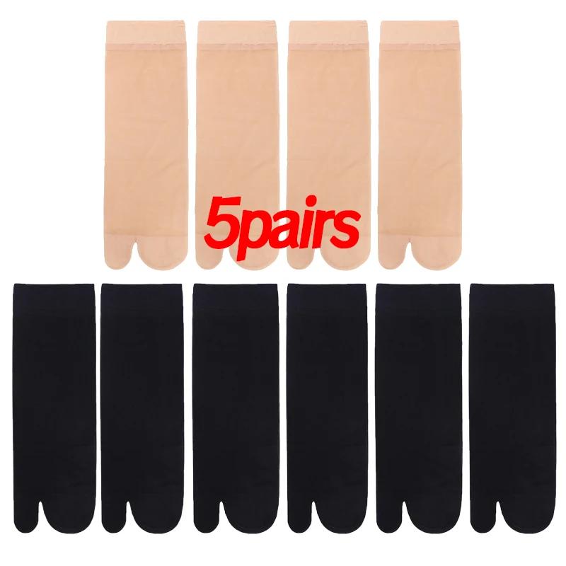 Two Toed Crystal Silk Socks Clear White Black Breathable Cool Stockings Unisex Japanese Men Women Summer Ultra-Thin Tabi Socks