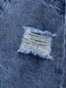 Single-piece girls' denim skirt, casual, classic, retro, stylish, distressed, frayed edges, snowflake wash, blue.