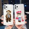 Модный бренд Чехол для телефона с медведем, противоударный, для iPhone 15 Pro 14 11 13 12 XS MAX X SE XR 7 8 Plus, милый, прозрачный, мягкий силиконовый чехол-сумка