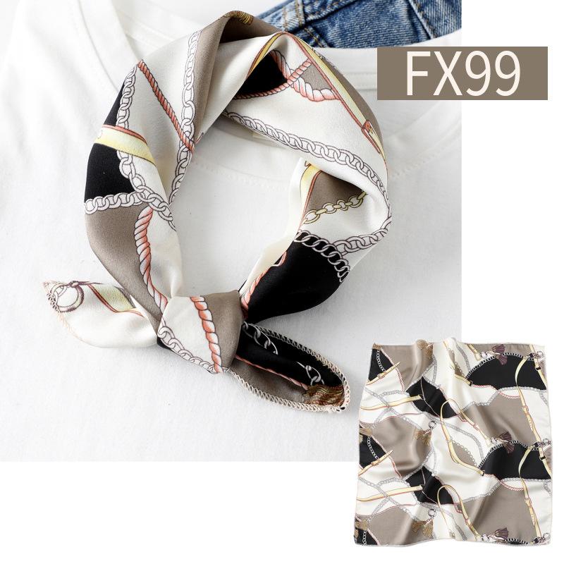 New Small Square Scarf for Women, Printed Silk Scarf, Decorative Neckerchief, Cartoon Animal Plaid Striped Scarf