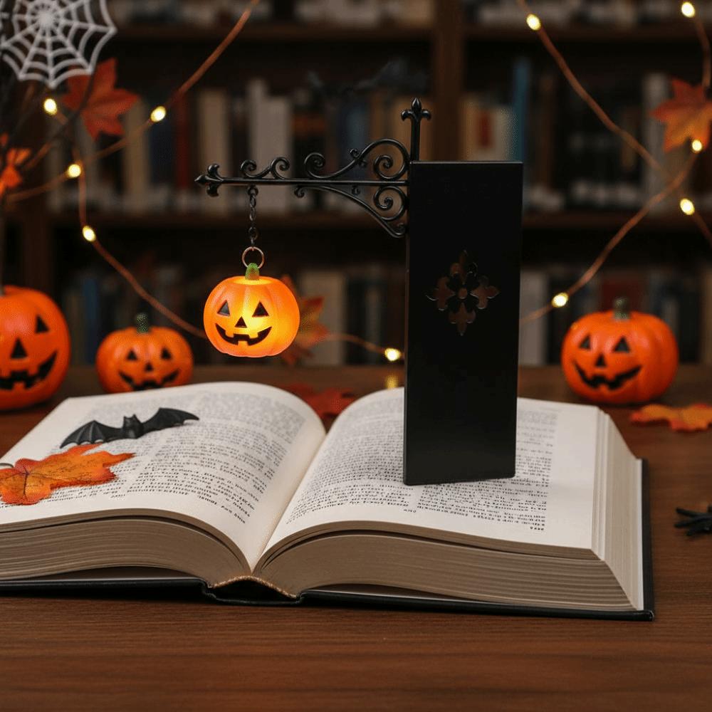 Matte Black LED Glowing Lantern Wrought Iron Gothic Bookshelf Decor Home Organizer
