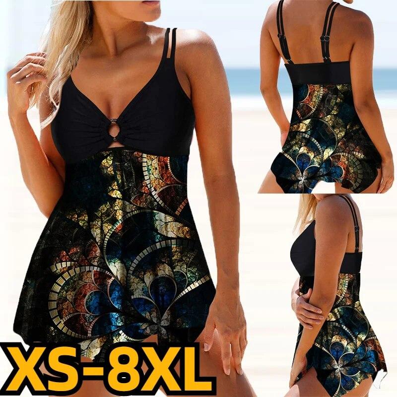 Пляжная одежда Монокини Купальник Купальный костюм Сексуальная Высокая талия Лето Новый дизайн с принтом Swimdrss Женщины Из двух частей Танкини Купальники