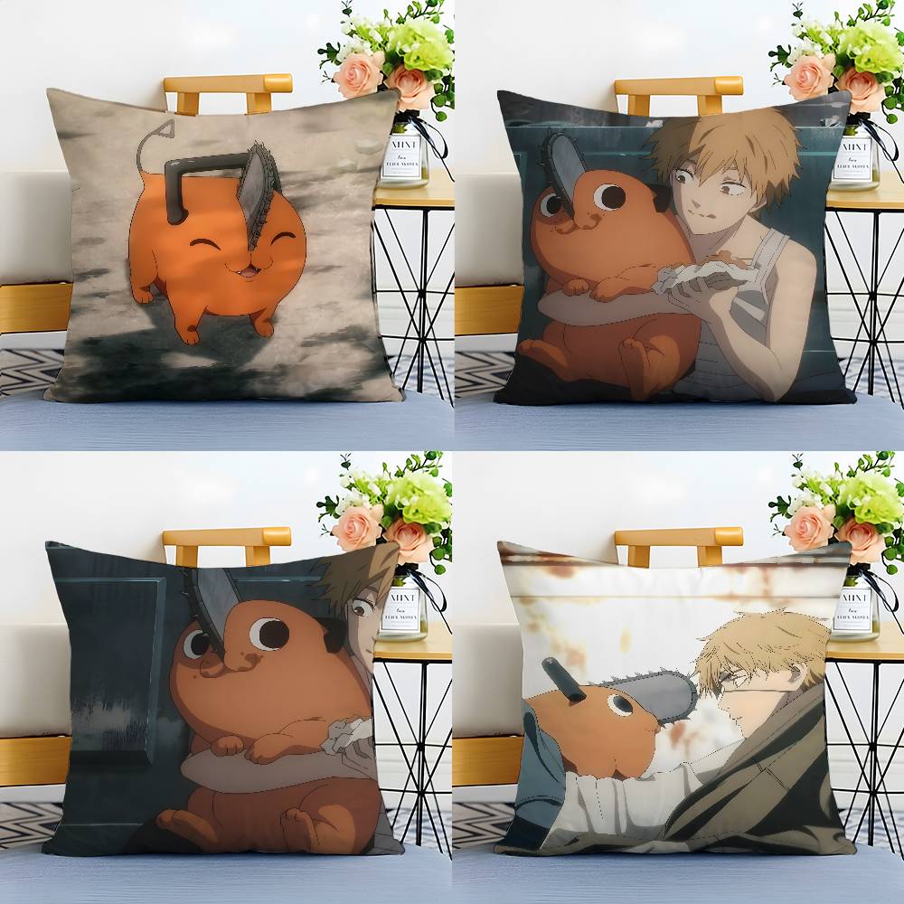 Cute Pet Anime C-Chainsaw Man-MT Pillow Case Printing Pillowcase Living Room Sofa Cushion Cover Bedroom Room Decor