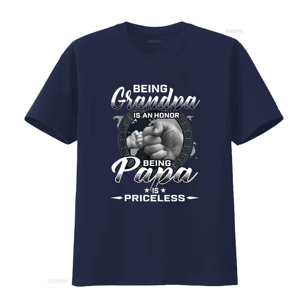 Being Grandpa is an Honor Papa Priceless Father T Shirt vintage Washed Versatile Casual homme Unisex Soft graphic