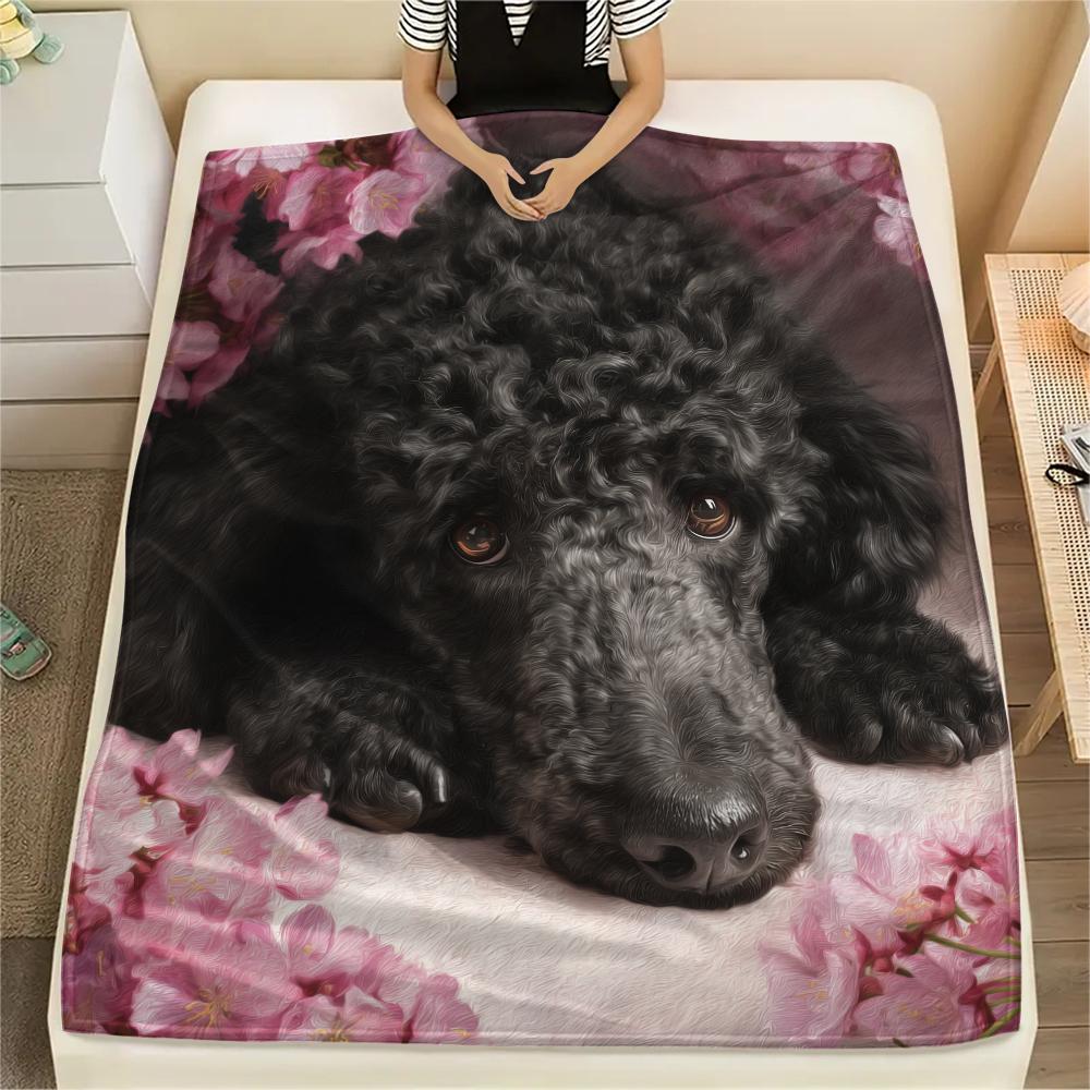 Pink Poodle,pattern Flannel Blanket, High quality Comfortable for All Seasons, Home Decor, Warmth and Comfort, Perfect for Gifts.