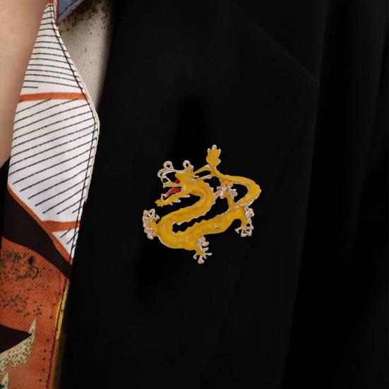 Брошь-булавка Yousheng в этническом стиле, унисекс, форма дракона, инкрустированная стразами, эмалированная булавка, значок для одежды, пальто, аксессуары для вечеринки