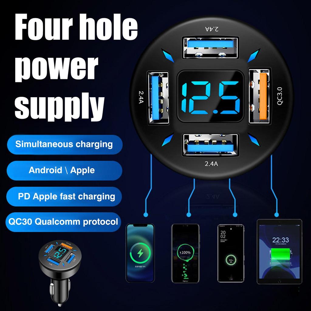 66 Вт 4 порта USB PD быстрое автомобильное зарядное устройство QC3.0 Type C быстрая зарядка автомобильный адаптер прикуриватель разветвитель для iPhone Xiaomi