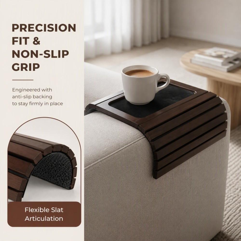 Rectangular Couch Armrest Tray Table Solid Wood Serving Tray Folding Sofa Arm Tray Sofa Armrest