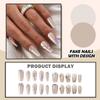 Женские накладные ногти среднего размера с рисунком телесного цвета на акриловых ногтях глянцевые накладные ногти с полным покрытием