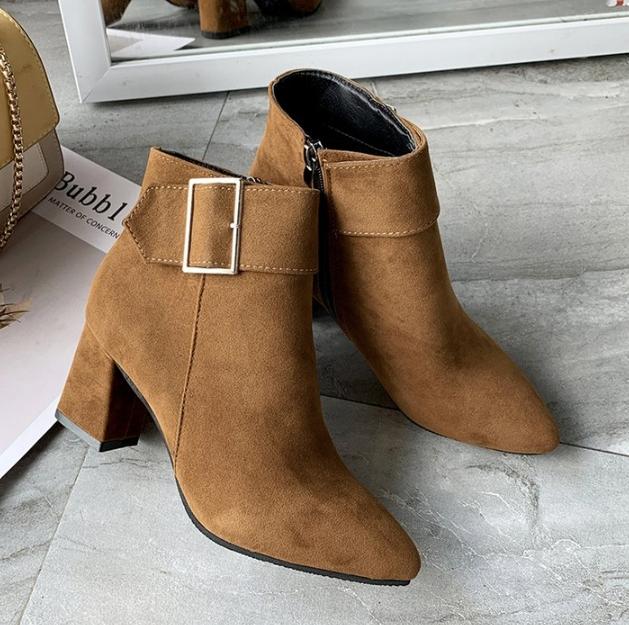 Женские винтажные ботильоны на высоком каблуке с пряжкой, повседневные женские сексуальные ботильоны, женские ботинки «Челси», большие размеры 35–43, Botas De Mujer