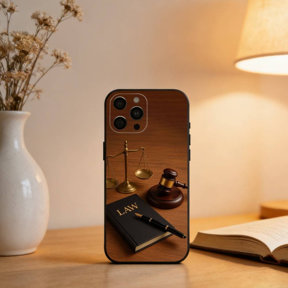 Закон Юрист Судья Правосудие Чехол для телефона для iPhone 17,16,15,14,13,12,11 Plus,Pro Max,XS,Мягкий силиконовый черный чехол