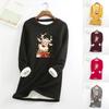 Women Fashion Casual Christmas Printing Long Sleeve Sweatshirt Warm Underwear Top
