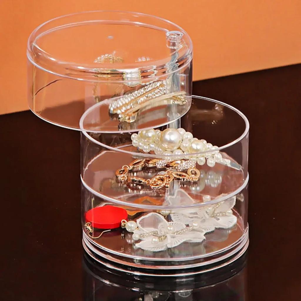 Многослойная прозрачная вращающаяся шкатулка для хранения ювелирных изделий Шкатулка для хранения ювелирных изделий Резинка для волос Кольцо для волос Заколка для волос Подставка для демонстрации ювелирных изделий