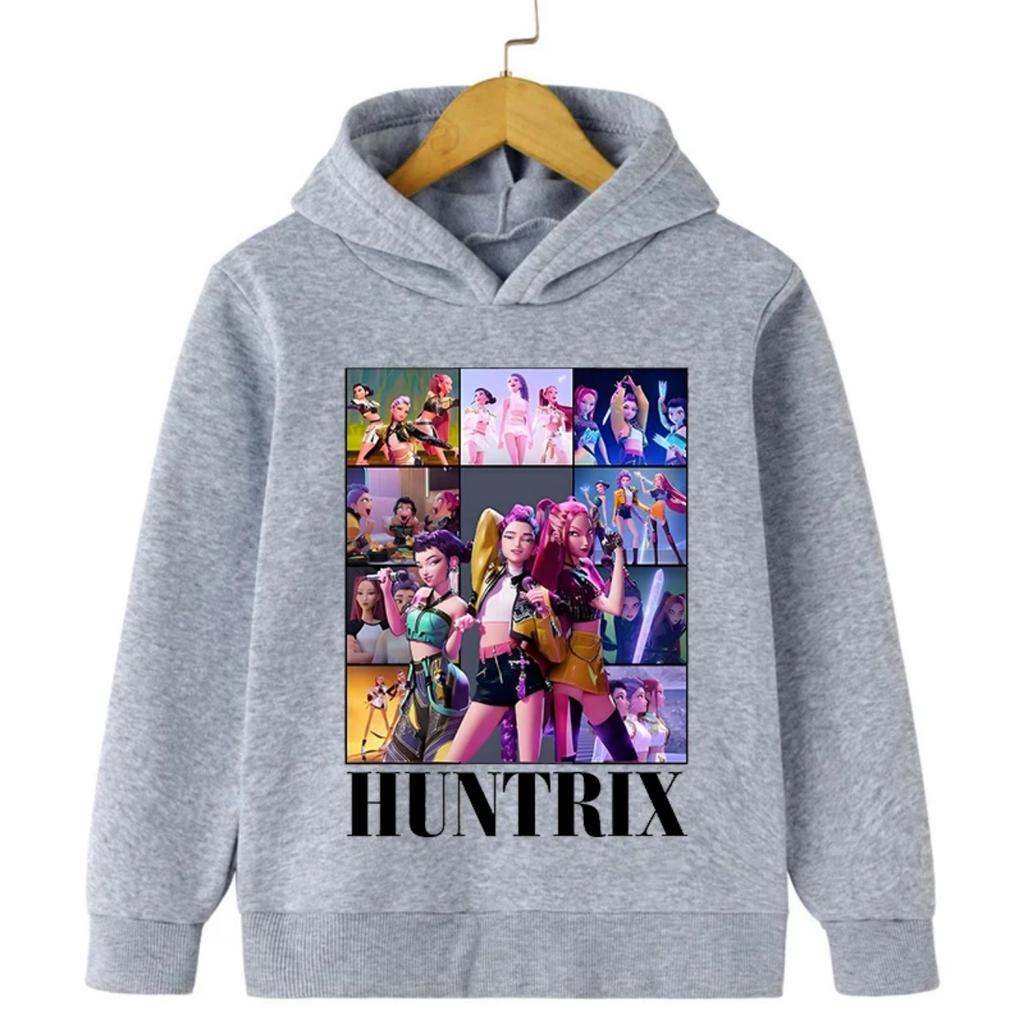 Осенний K-Pop Демон Охотник Huntrix Принт Детский Свитшот Повседневная Мода Мода для Девочек Уличный Пуловер Топы Детская Одежда