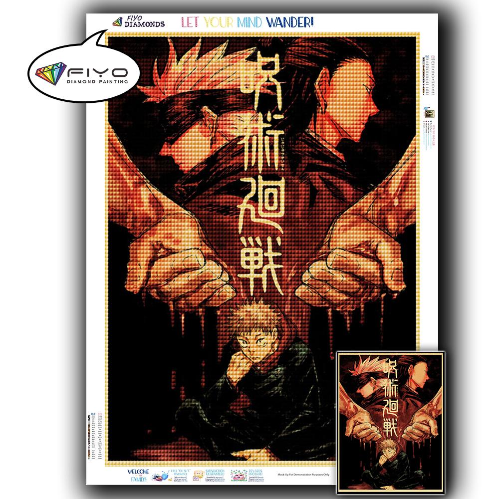 5D DIY Алмазная вышивка Аниме Дзюдзюцу Кайсен Картина Стразы Алмазная живопись Бумага Винтаж Плакат Алмазная мозаика Рукоделие Домашний декор