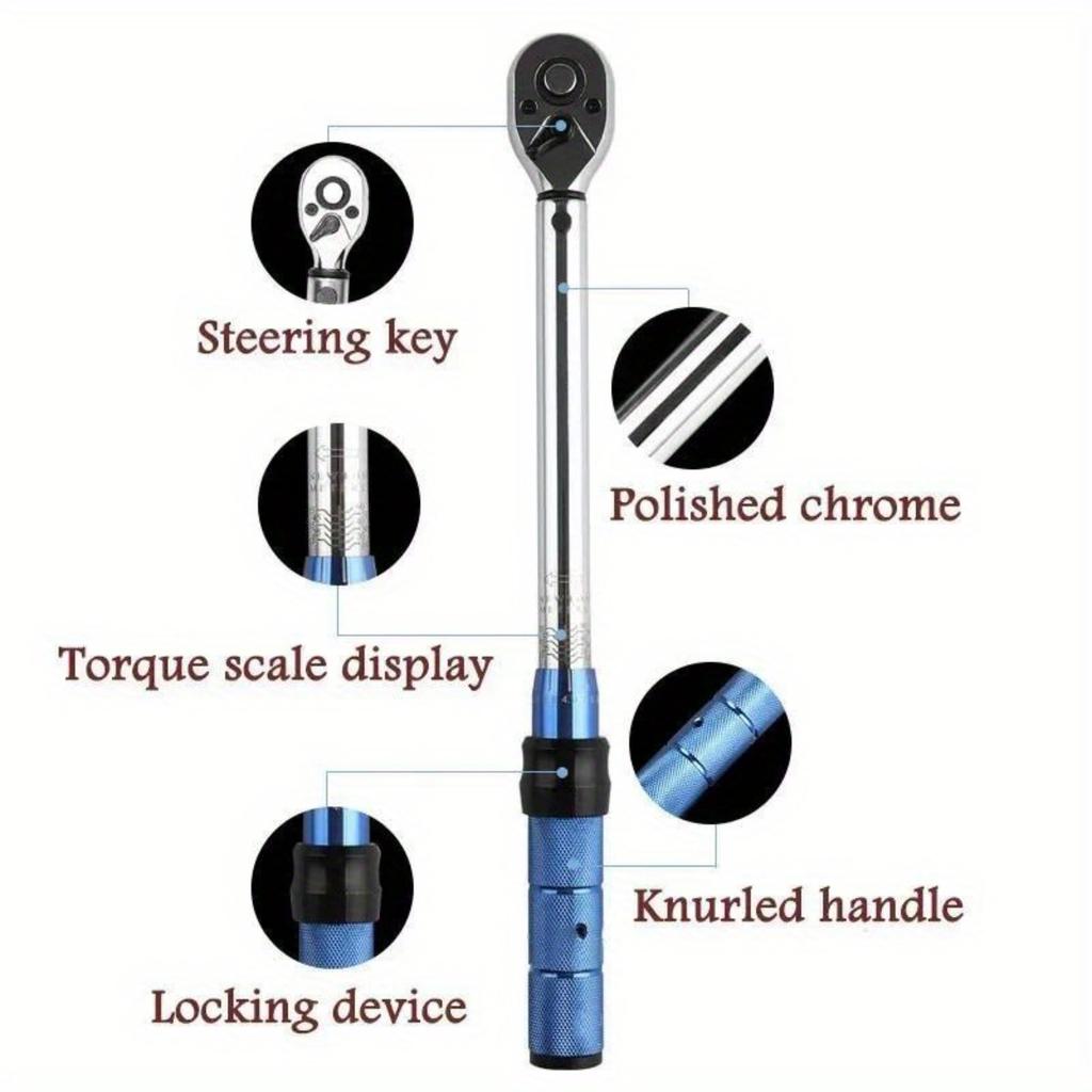 10-60N.m Torque Wrench 3/8 Inch Square Drive Torques Key ±3% High Precision Torque Wrench Professional Bicycle Automotive Tool
