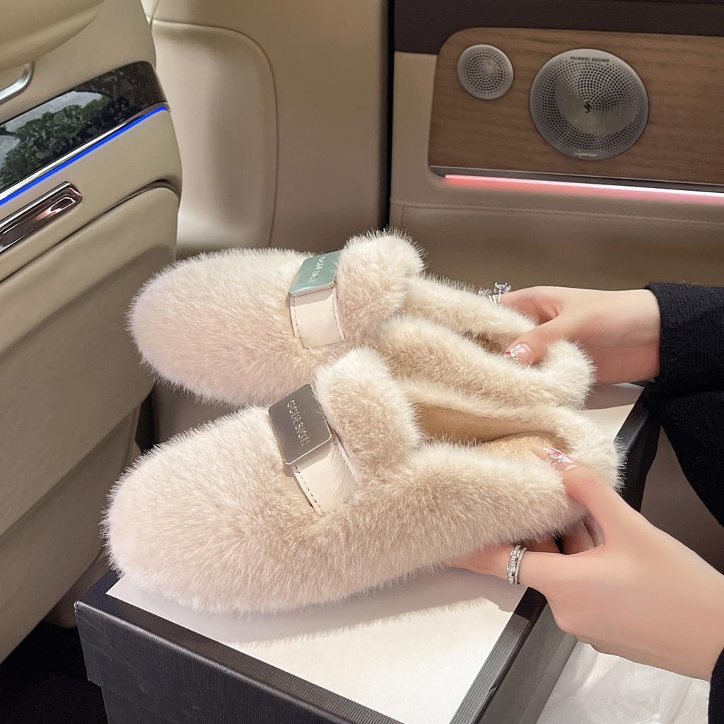 Женские плюшевые тапочки - Теплые и теплые хлопковые зимние домашние тапочки с толстой подошвой, повседневная домашняя обувь