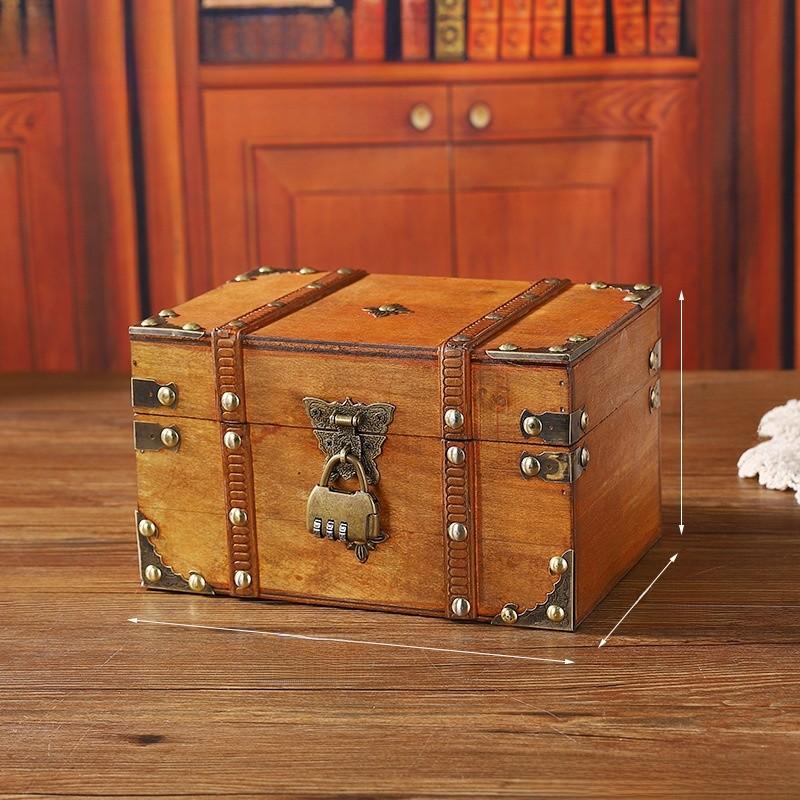 Storage Wooden Vintage Box With Lid For Desk And Shelf Organization Decoration