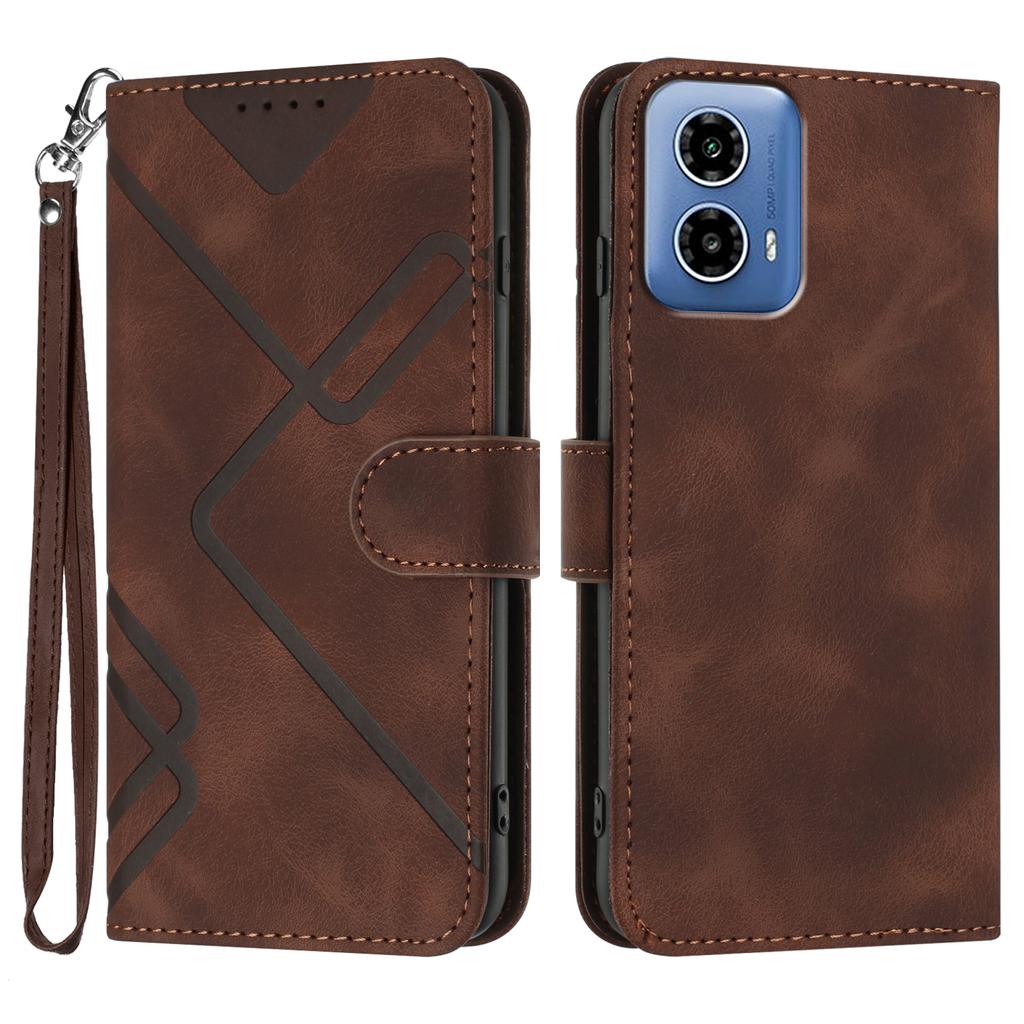 Knurling Stripe PU Leather Wallet Card Bag Phone Case for Motorola Moto E20,E30,E40,S30 Pro,E22,G32,G62,G53,G73,G13,G23,Edge 40...