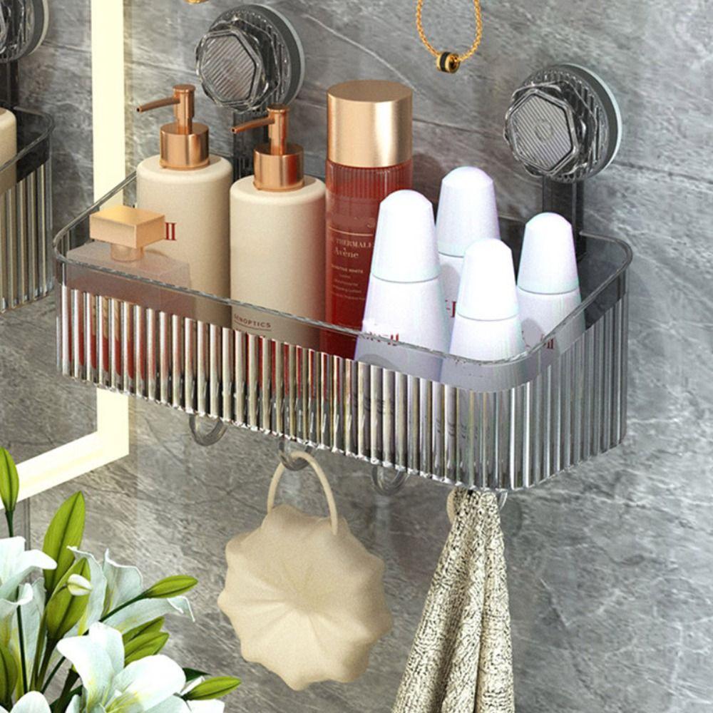 Punch Free Shower Storage Rack Organizer Bathroom Shower Basket Suction Cup Shelf Home