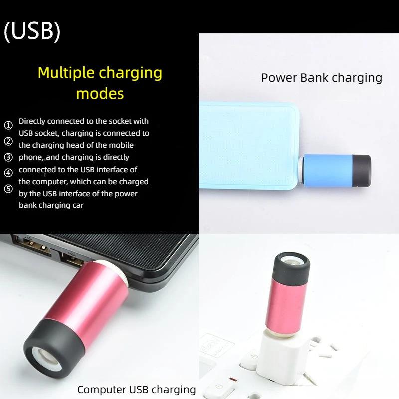Микро светодиодный карманный фонарик Портативный USB-перезаряжаемый брелок Водонепроницаемый Наружный инструмент Фонарик для пешего туризма и кемпинга Светодиодный мини-фонарик