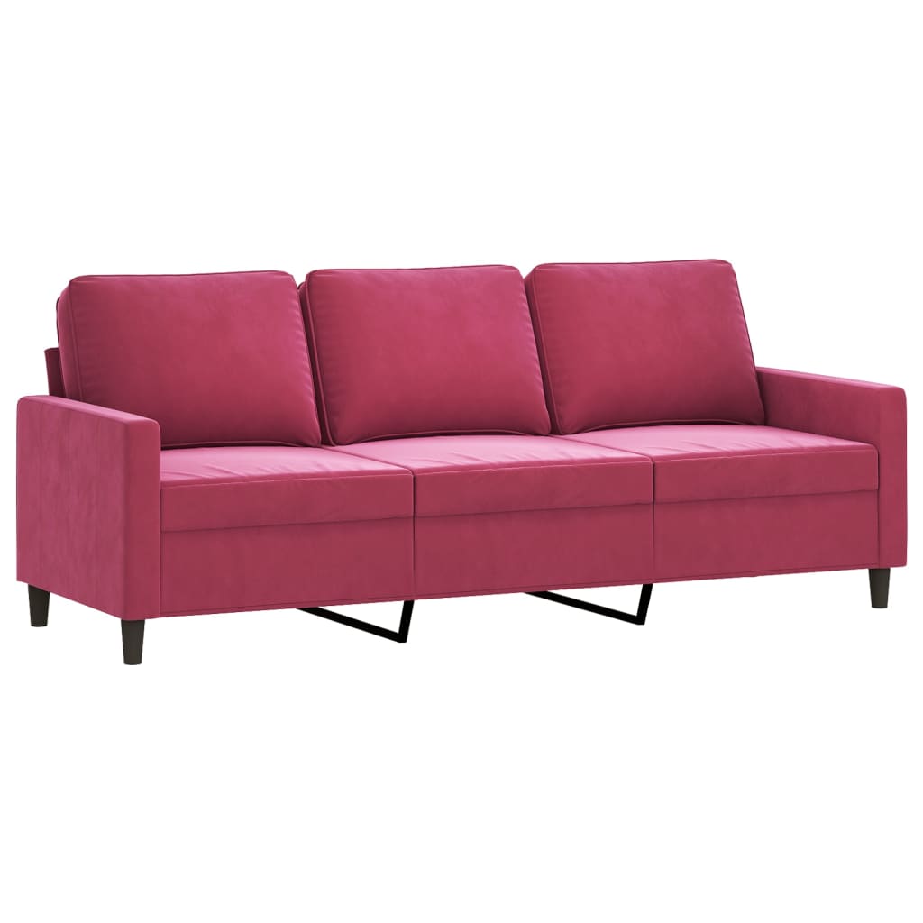 vidaXL 3 Piece Sofa Set with Cushions Burgundy Velvet