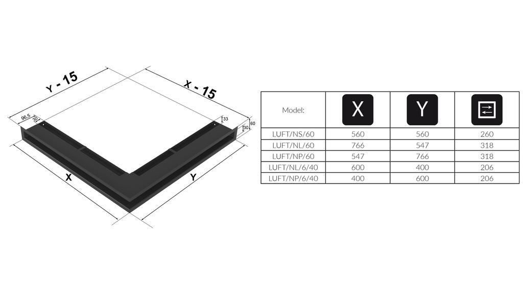 Вентиляционная крышка LUFT угловая 56x56x6 полированная