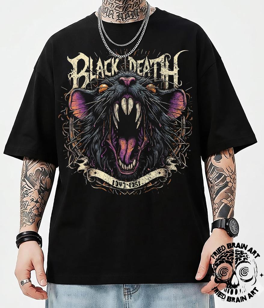 Black Death Plague Rat T-Shirt – Gothic Weirdcore Fashion