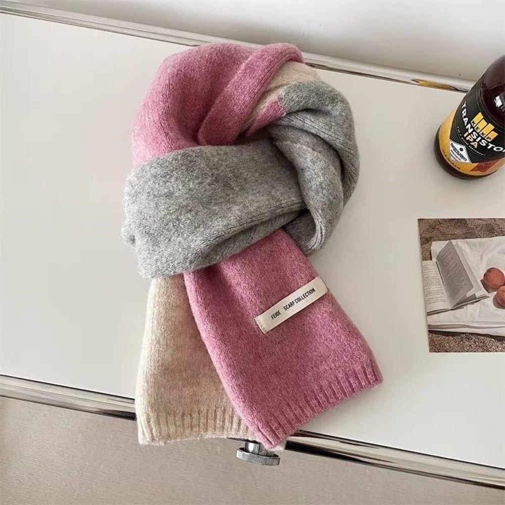 Striped Knitted Scarves Korean Style Neckerchief Shawl New Wool Scarf L Women