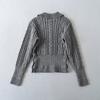 Korean Style Retro Lapel Cable Knit Cropped Sweater WS9295-26