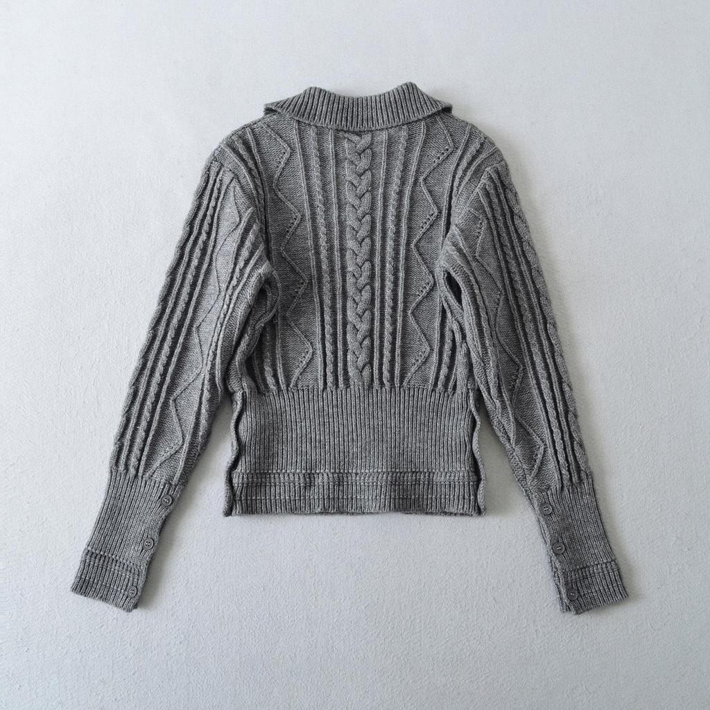 Korean Style Retro Lapel Cable Knit Cropped Sweater WS9295-26