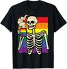 Gay Pride Skeleton Coffee Funny Rainbow Flag Lgbtq Unisex T-Shirt