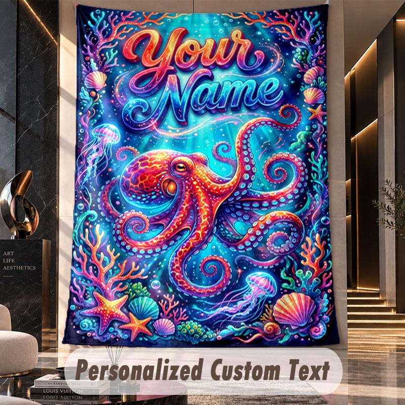Ocean Mermaid (162) Theme Custom Tapestry Personalized Custom Name Text Wall Hanging Tapestry Home Decor Background Cloth