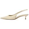 Pu Elegant Simple Comfortable Pointed Cat Heel Open Back Mule Stiletto High Heels Women High Heels Light-Beige 12240510002-38