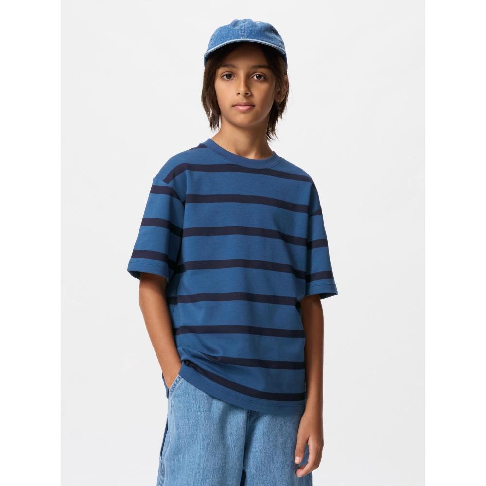 Uniqlo Kids Airism CoTTon STripe Crewneck T