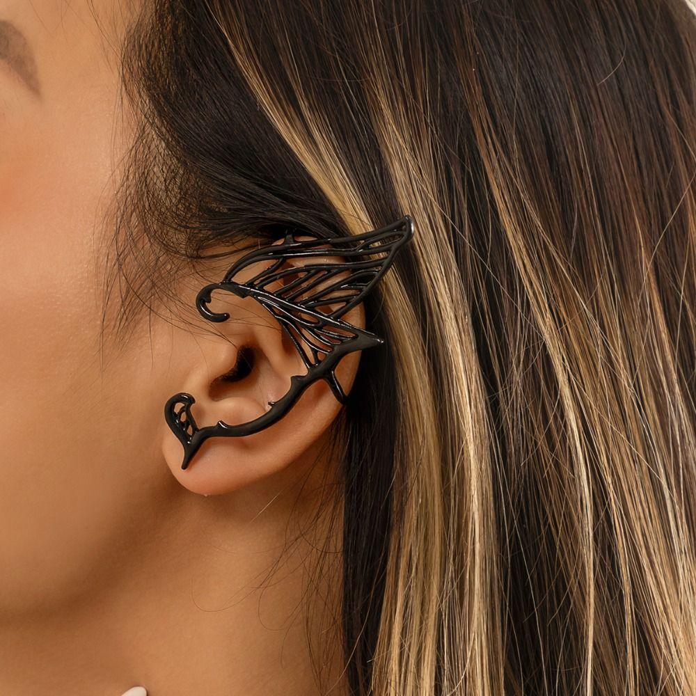 Korean Style Single Side Earrings Antique Gold Color Ear Cuff Goth Elf Ear Clip  Women