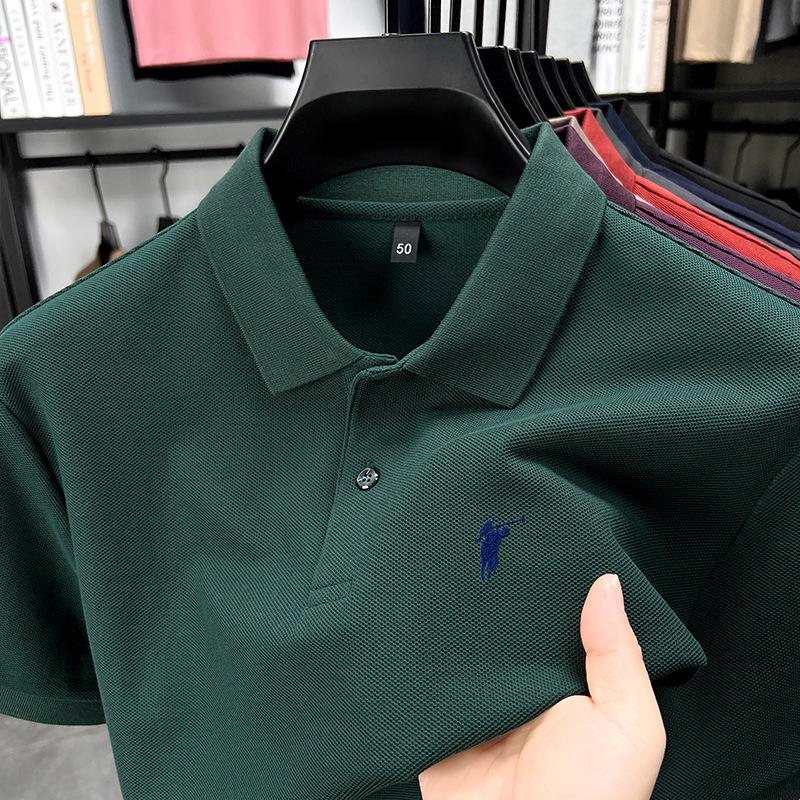 Мужская летняя футболка-поло из чистого хлопка с вышивкой логотипа пони 2025