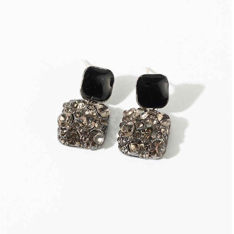 Винтажные черные квадратные серьги с кристаллами, модные массивные серьги-капли со стразами для женщин, свадебные украшения, индивидуальные подарки