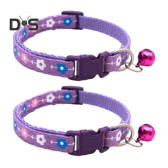 2 шт. ошейник для домашних животных с колокольчиком, цветочный дизайн, ошейник для кошек с пряжкой, регулируемый ошейник для щенков, маленьких мальчиков, девочек, котят, собак, маленьких животных