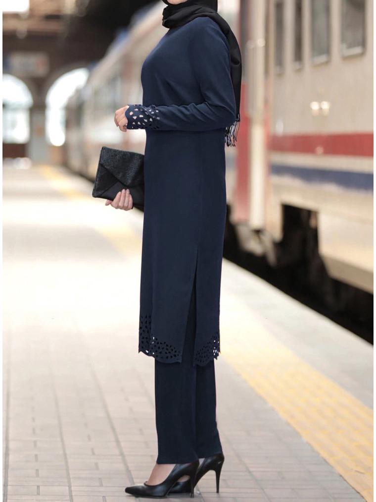 Spring Floral Abaya: Middle Eastern Muslim Women's Two-Piece Robe Suit