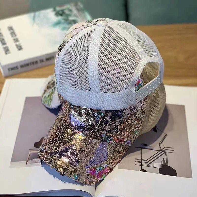 Новая весна лето женская блестящая нерегулярная диагональная кепка женская кепка женская уличная сетчатая кепка дальнобойщика модная кепка