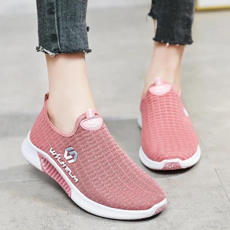 New Flying Woven Casual Sneaker Women's Mesh Breathable Summer Soft Bottom Running Shoes Trendy Coconut Shoes