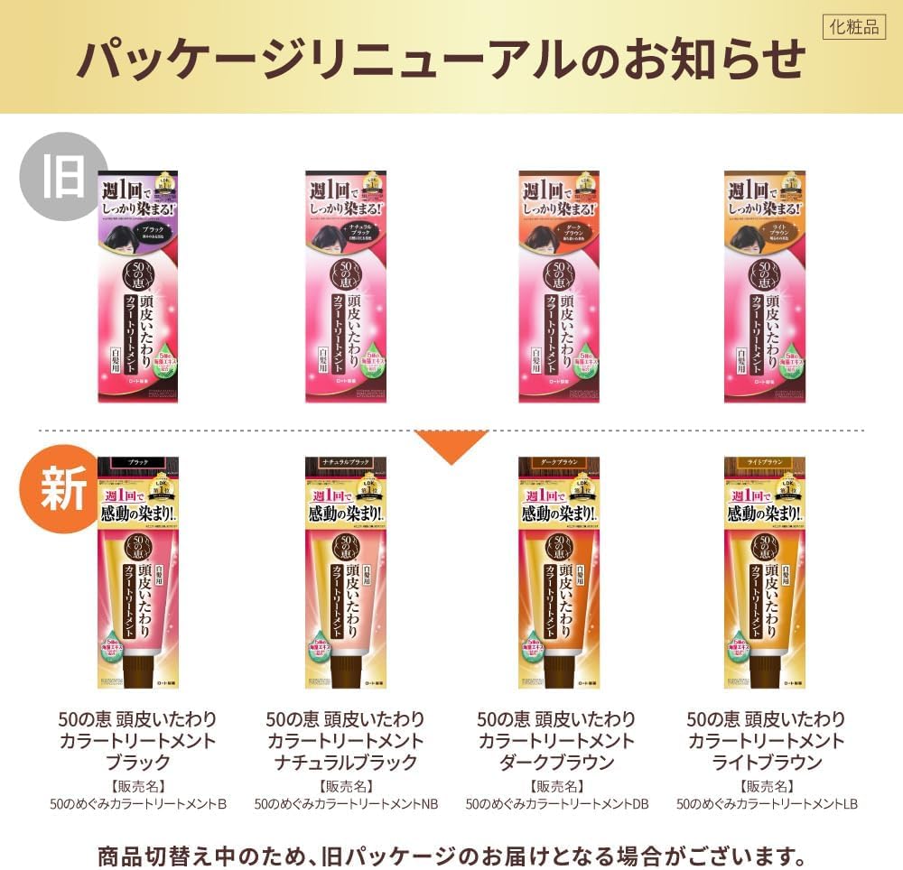 50 no Megumi Уход за кожей головы Краска Темный Набор из 2 шт Окислительная обработка для волос Gokujun в саше, Коричневый, (Серый краситель, без красителя) + [Продукт]