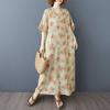 Summer Vacation Style V-neck Retro Cotton and Linen Dress