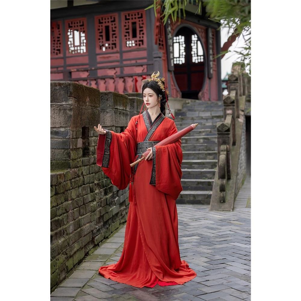 ZHAN GUO Robe Ежедневный взрослый женский костюм Hanfu с хвостом большого объема